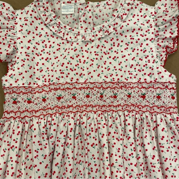 Edgehill Collection Smocked Cherry Print Dress Size 6 - Picture 3 of 13